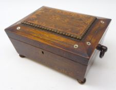 Victorian rosewood sarcophagus shaped work box,