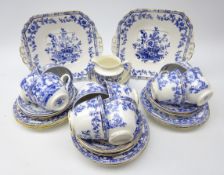 Royal Albion 'Burmah' pattern blue & white tea set,