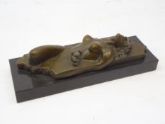 Bronze study of a female nude after Seth Vandable, mounted on black marble plinth,