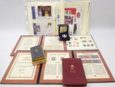 Three 'Westminster' folders containing various stamps with descriptions,