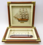 Two cased dioramas of the Titanic and Mayflower,