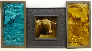 Sherwin & Cotton tile designed by George Cartlidge, modelled in low relief with cattle portrait,