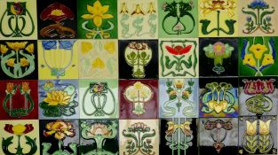 Large collection of Neatco and other Art Nouveau style tubeline ceramic tiles,