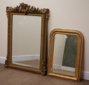 Ornate rectangular bevel edge mirror shell carved frame (W80cm, H113cm) and another mirror (W53cm,