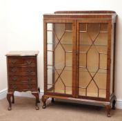 Mid 20th century mahogany display cabinet, two doors enclosing glazed shelves,