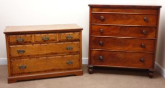 Victorian mahogany chest, four graduating drawers, turned supports (W112cm, H118cm,