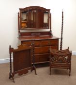 Edwardian dressing chest, raised mirror back, two short and two long drawers,