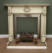 Adams style classical cream painted fire surround, detailed shell carvings,