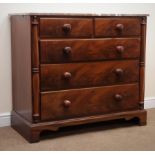 19th century mahogany chest, marble top, two short and three long graduating drawers,