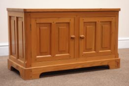 Shaw & Rilley 'Seahorsemen' of Hessay, elm television cabinet, two doors, shaped plinth base, W77cm,