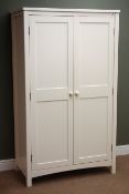 Ivory finish double wardrobe, two doors enclosing hanging rails, stile supports, W100cm, H171cm,