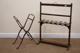19th century mahogany boot and whip rack, arched sledge supports (W69cm, H95cm,