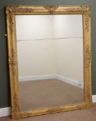 Large 19th century ornate rectangular gilt wood wall mirror, W123cm,