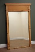 Striped pine rectangular over mantle mirror, W91cm,