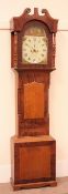 19th century oak and mahogany longcase clock, arched painted dial inscribed Edwd.