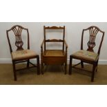 Pair of 19th century mahogany dining chairs with woolwork drop in seats (W53cm) and an Edwardian