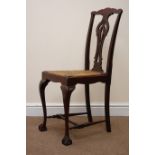 19th century American side chair, pierced splat and drop in rush seat on cabriole legs,