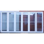 Large timber framed twelve sectional double glazed window, two opening windows, W300cm, H150cm,