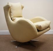 Barker & Stonehouse Fama Lenny rocking swivel armchair upholstered in Dalmata cream leather,