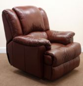 Tan leather reclining armchair, W94cm Condition Report <a href='//www.