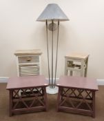 Pair painted lamp tables, out splay square supports (W54cm, H43cm, D38cm) a lamp table,