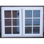 Three sets of two double casement PVC double glazed windows, W121cm, H88cm,