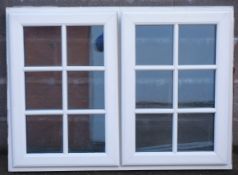 Three sets of two double casement PVC double glazed windows, W121cm, H88cm,