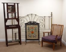 Early 20th century oak hall stand, raised mirror back, single shelf, six hooks (W71cm, H178cm,