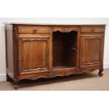 Early 20th century French style mahogany dresser sideboard base, moulded top,