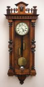 Victorian walnut Vienna wall clock with pierced cresting,