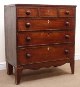 Georgian mahogany chest, three short and three long graduating drawers, W94cm, H104cm,