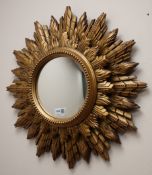 Gilt finish staggered circular mirror, D50cm Condition Report <a href='//www.