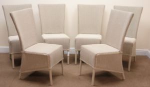 Set six Lloyd Loom of Spalding painted wicker high back chairs,