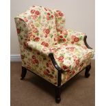 Early Victorian mahogany framed wing armchair,