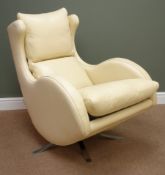 Barker & Stonehouse Fama Lenny rocking swivel armchair, upholstered in Dalmata cream leather,