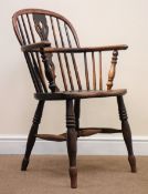 19th century ash and elm double bow Windsor chair,