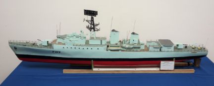 Large scale model of the Frigate HMS Ashanti F117, built from Model Boats Plans Service,