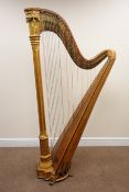 Erard inlaid giltwood and bird's eye maple framed forty-six string Gothic concert harp inscribed