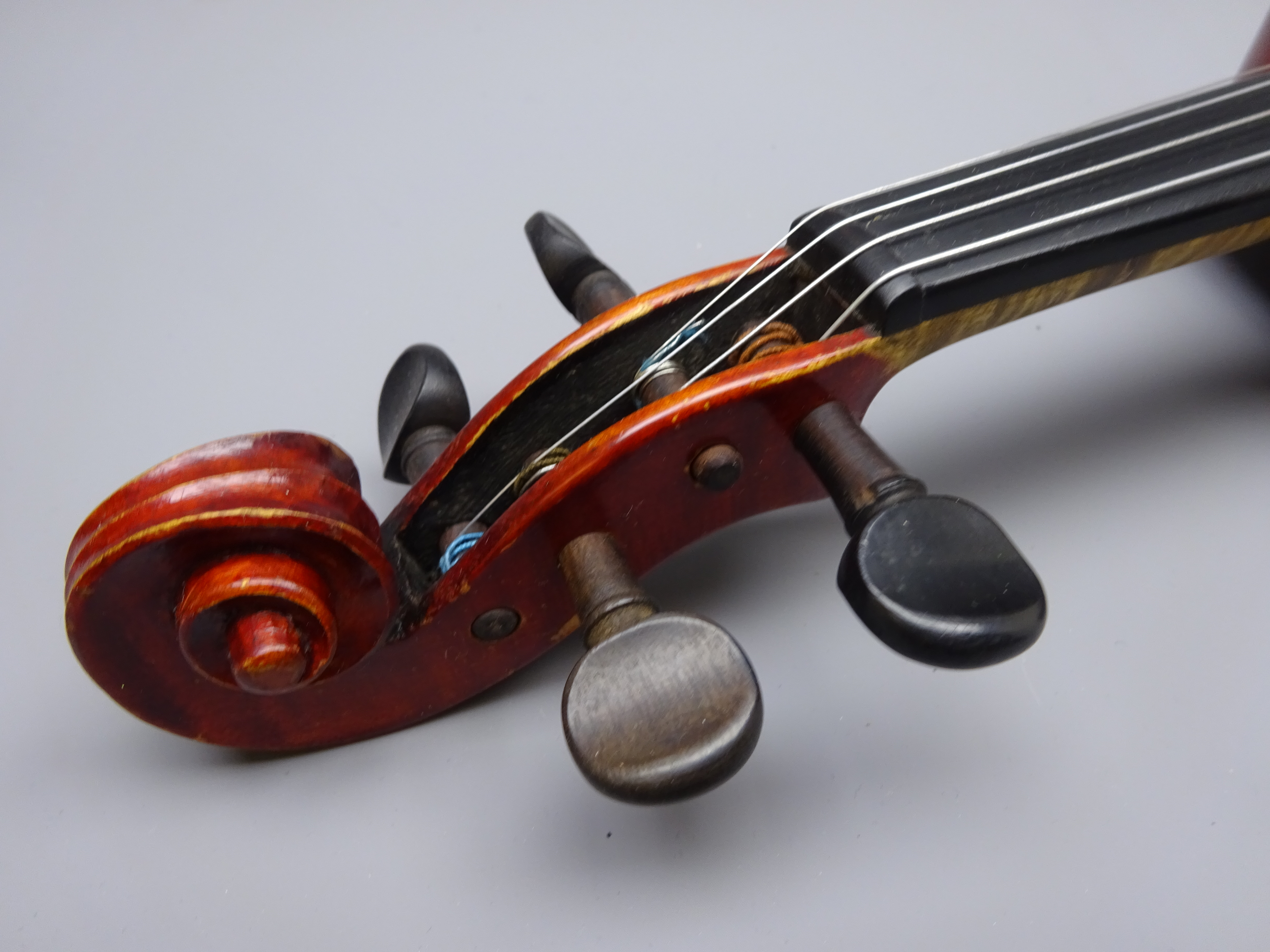Early 20th century violin, French or German, with 36cm one-piece maple back and ribs and spruce top, - Image 4 of 9