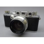 Leica 35mm film camera, Ernst Leitz Wetzlar D.R.P. No.335529, with Jupiter -8 2/50 lens No.