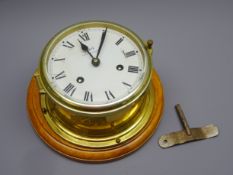 Schatz Royal Mariner brass cased bulkhead type clock,