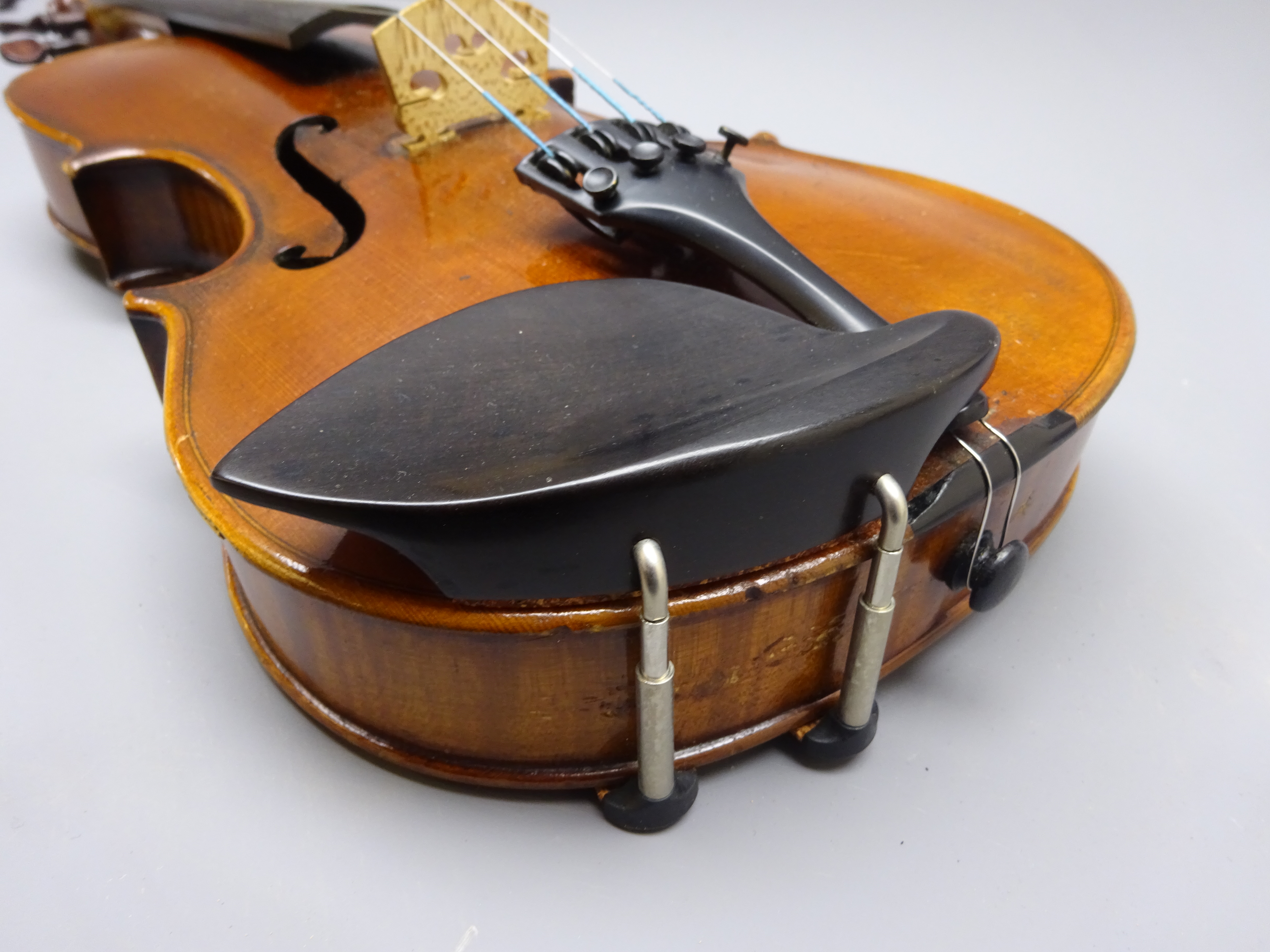 Late 19th century German violin c1890 with 36cm two-piece maple back and ribs and spruce top, - Image 8 of 15