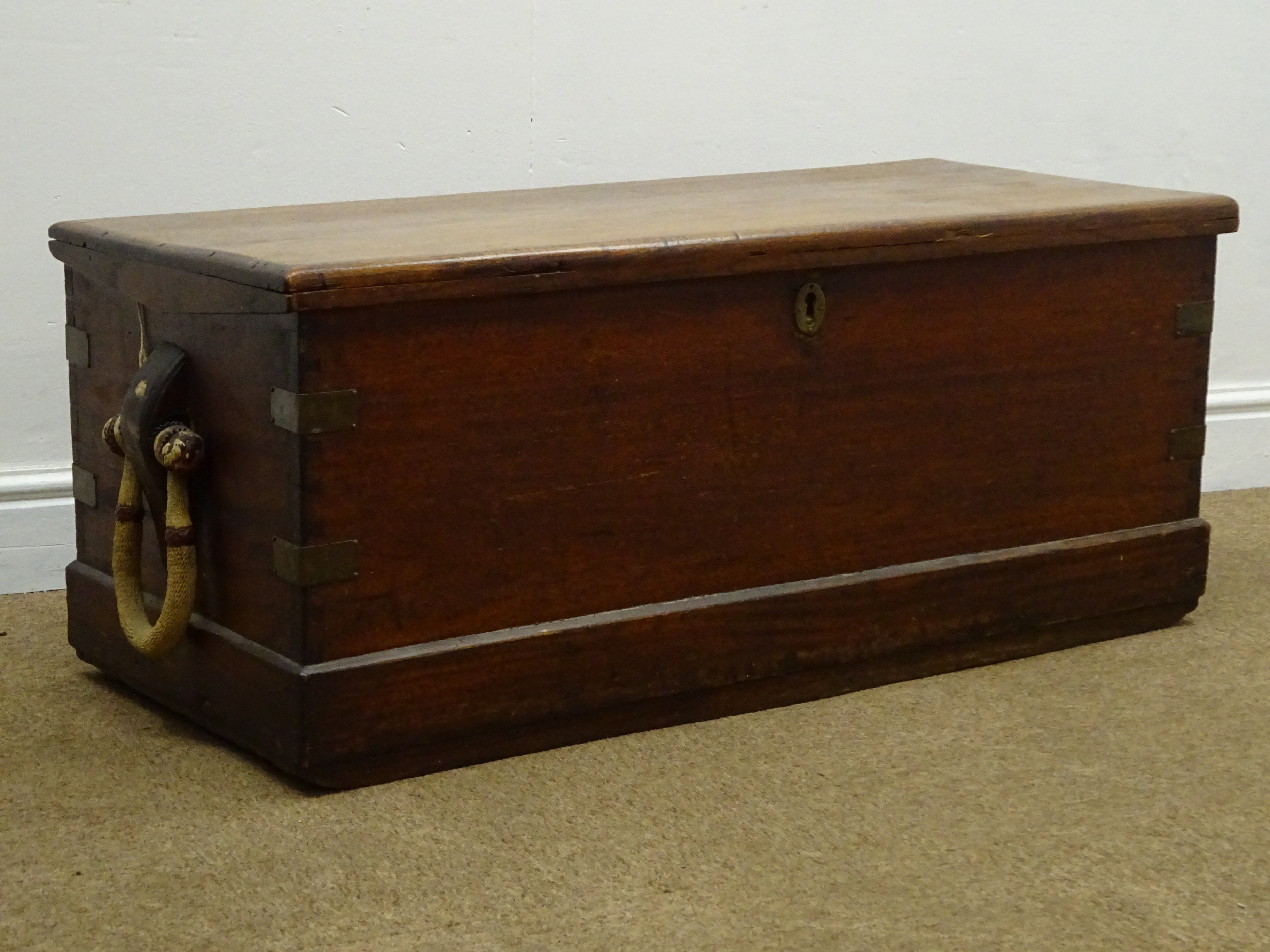 Camphor wood Seaman's chest,hinged lid with candle box and drawer,