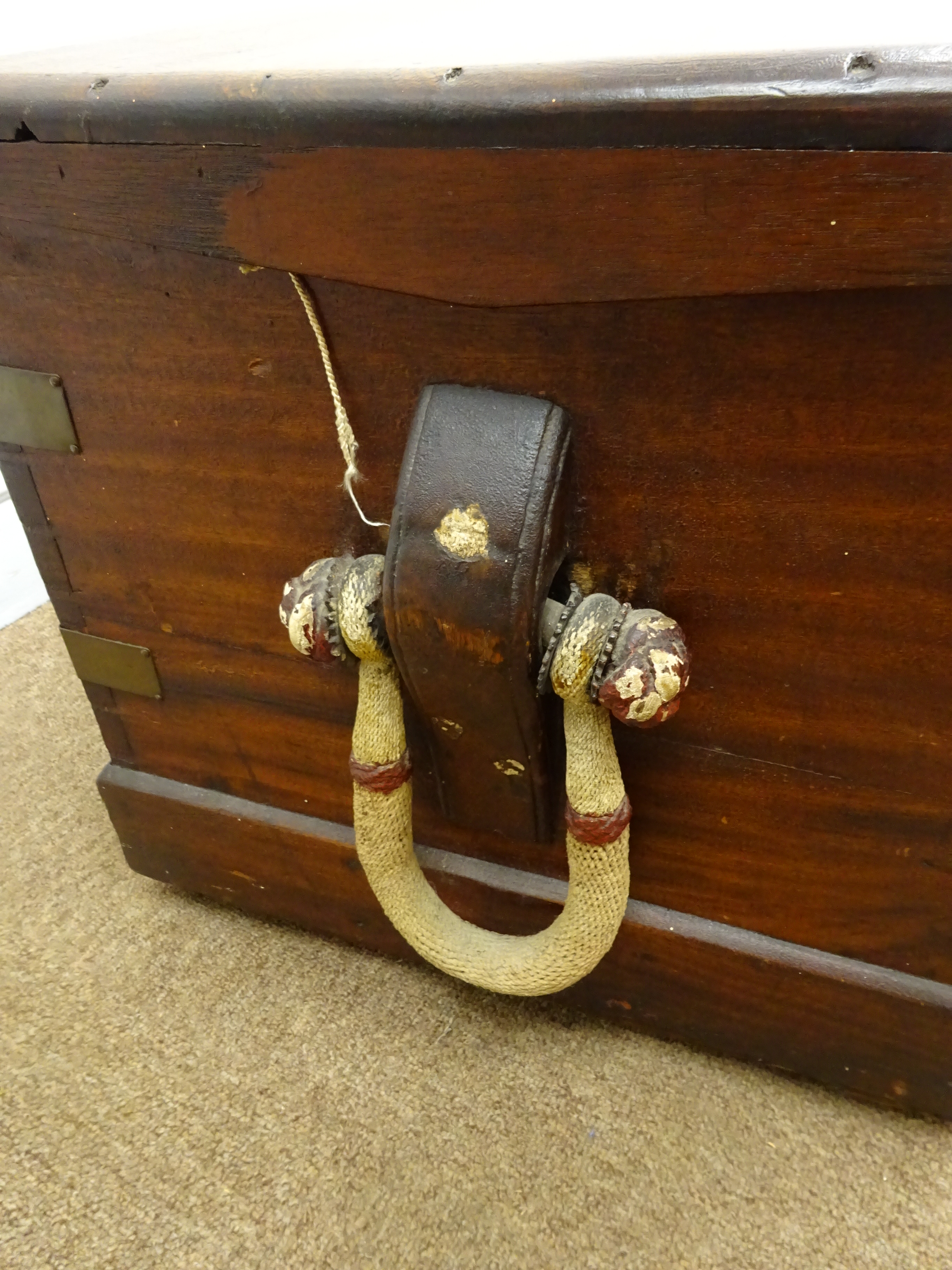 Camphor wood Seaman's chest,hinged lid with candle box and drawer, - Image 3 of 4