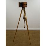 Mahogany and brass 41/2in x 6in plate folding tailbord camera with Universal Rapid Aplanat Serie E