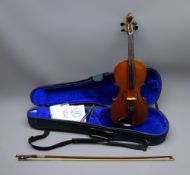 Mid-20th century Maidstone violin with 36cm two-piece maple back and ribs and spruce top,