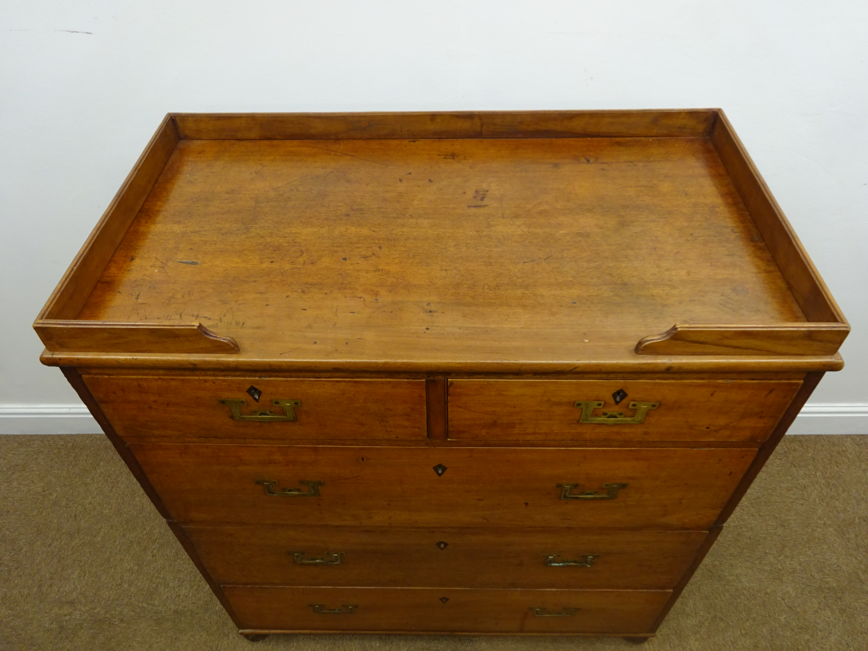 19th century teak two section Naval campaign chest, - Image 3 of 6