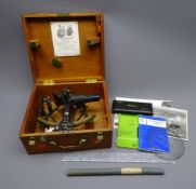 20th century Marine Sextant, black crackle frame with brass scale arc inscribed Cooke Hull, No.