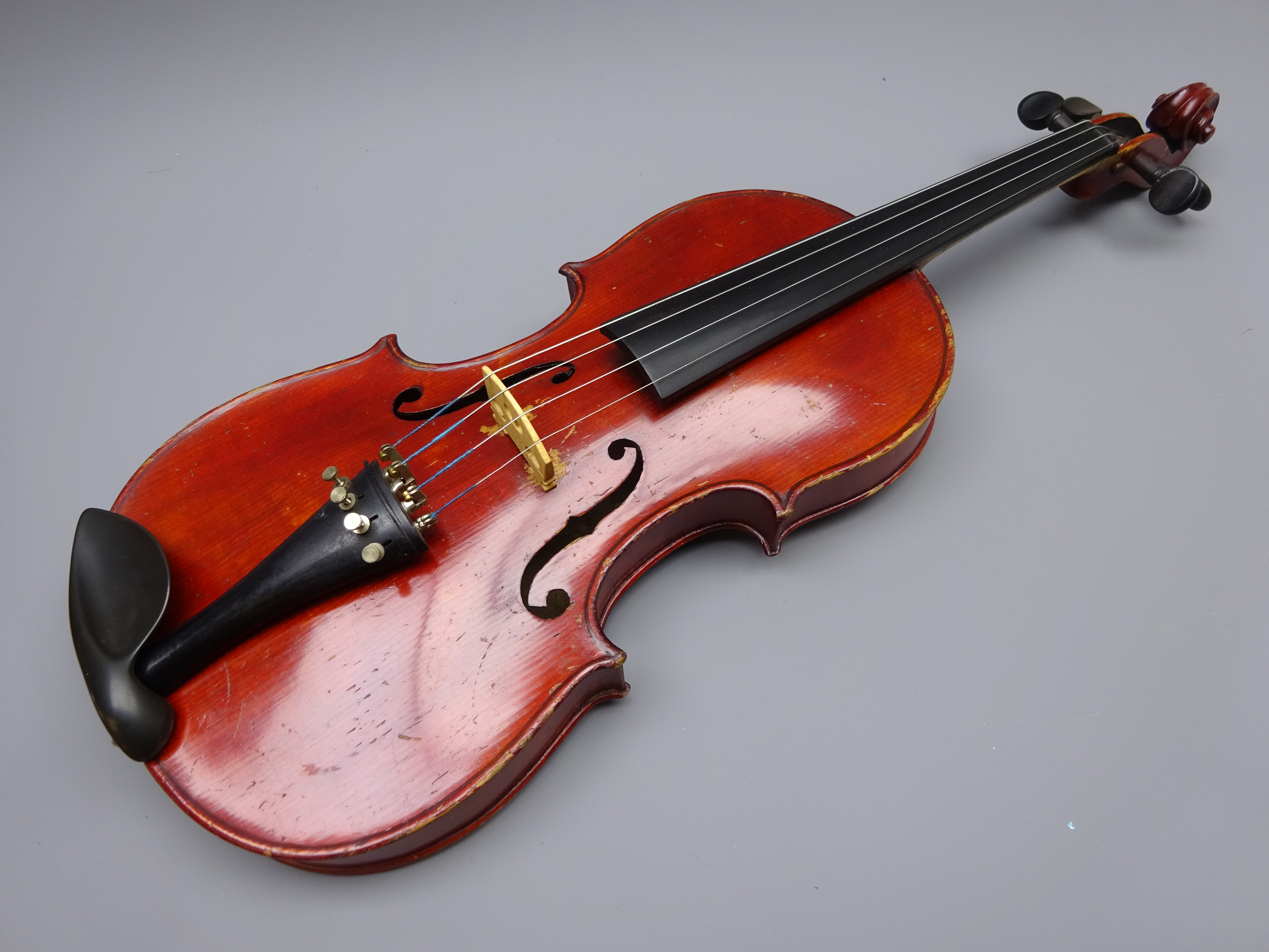 Early 20th century violin, French or German, with 36cm one-piece maple back and ribs and spruce top, - Image 7 of 9