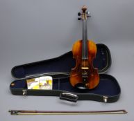 Early 20th century Czechoslovakian 'Ole Bull' violin with 36cm two-piece maple back and ribs and